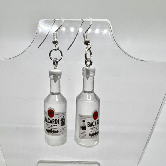 Bacardi Earrings - Alcohol Earrings - Party Earrings - New Years Eve Earrings - Picture 1 of 9